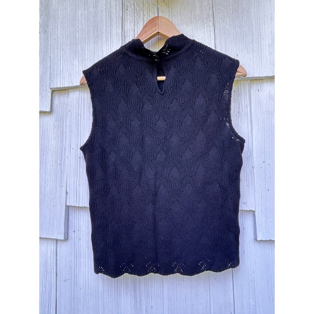 St John Black Label Open Knit Sleeveless Top Medium - Picture 5 of 8
